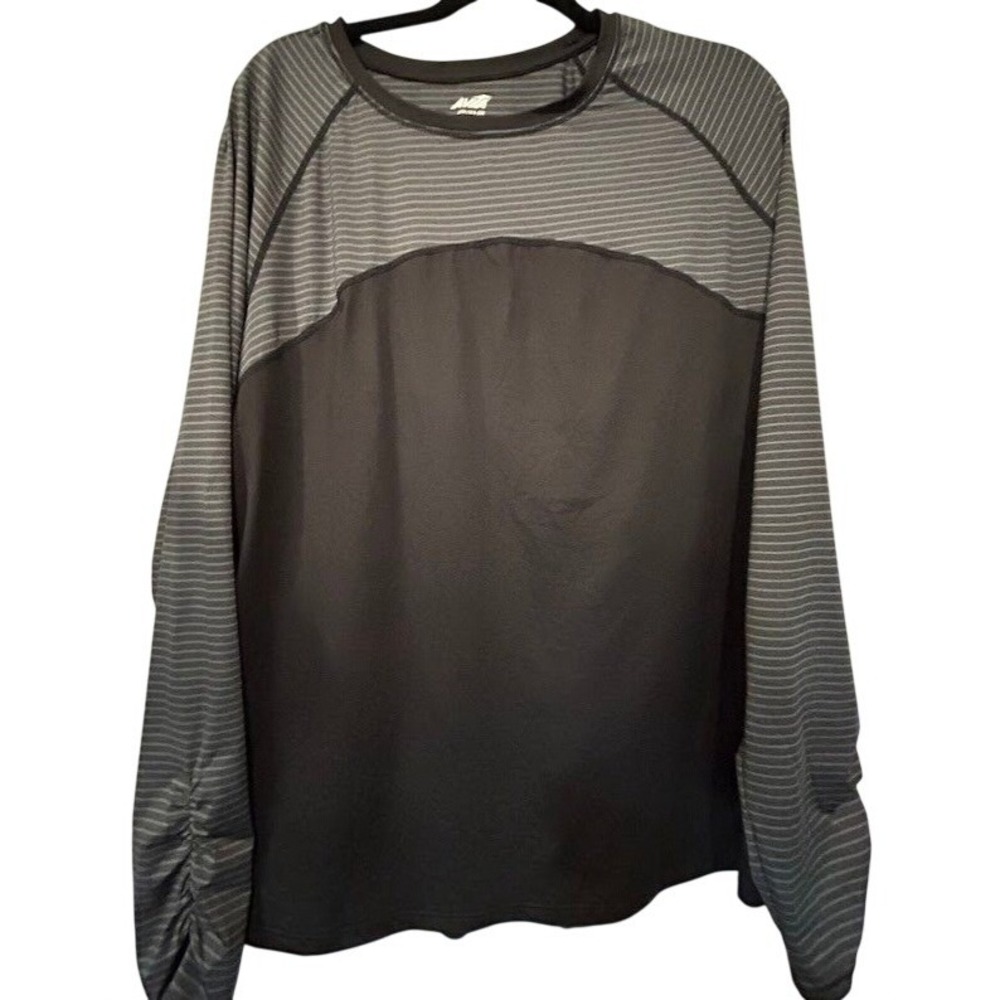 Avia‎ Long Sleeve Top Women's 3X (22) Gray Black Stripe